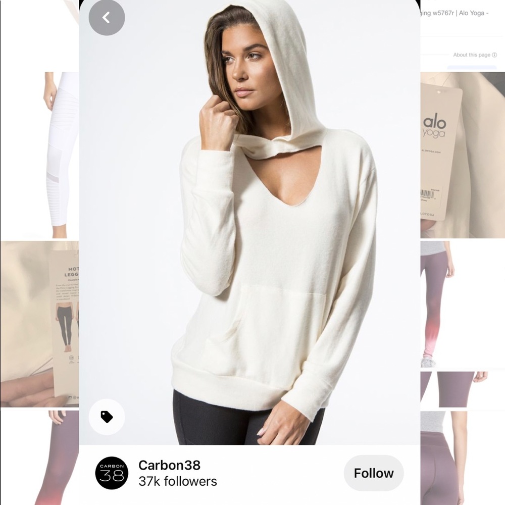 LNA Carbon38 Brushed Cutout Hoodie in Eggnog